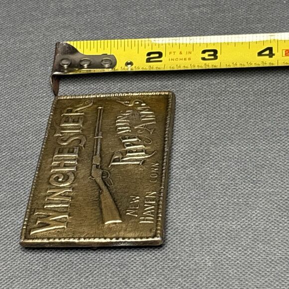 Vintage Winchester Brass Belt Buckle Repeating Arms New Haven Conn Rifle Shotgun - Picture 6 of 7